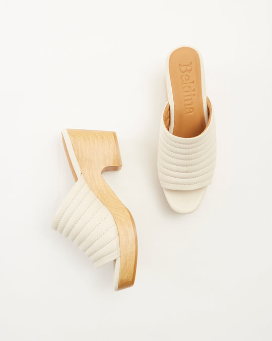 Ribbed Open Toe Clog in Off White