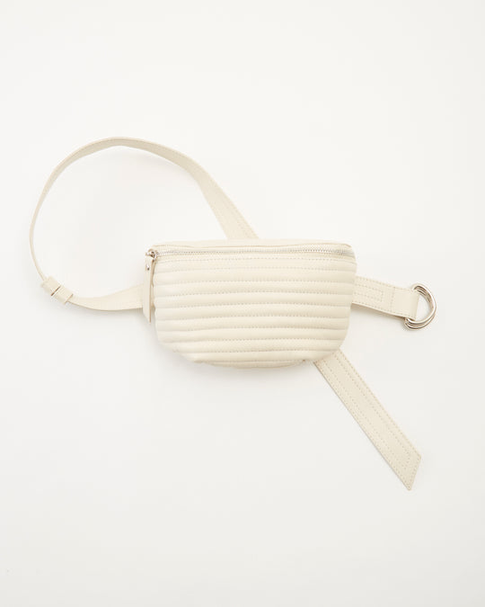 Ribbed Belt Bag in Off White