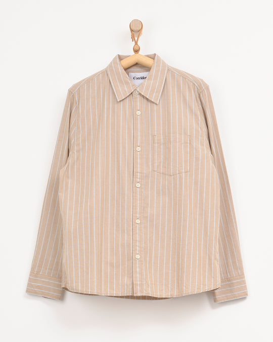Button Down in Tan Stripe