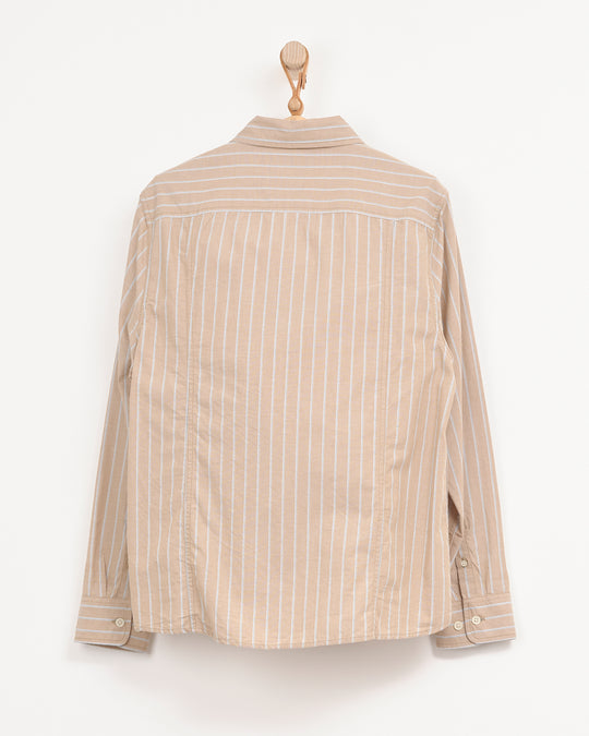 Button Down in Tan Stripe