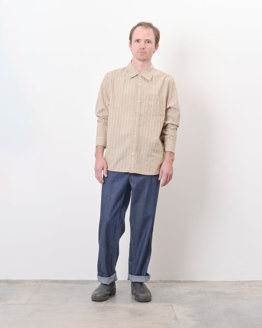 Button Down in Tan Stripe