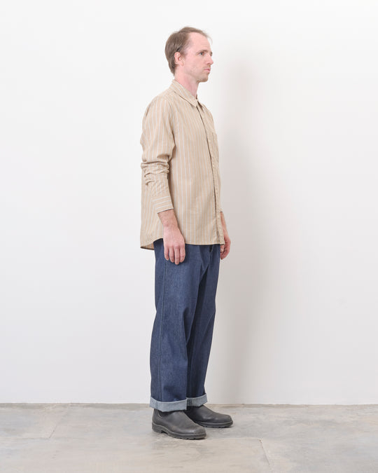Button Down in Tan Stripe