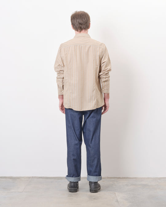 Button Down in Tan Stripe
