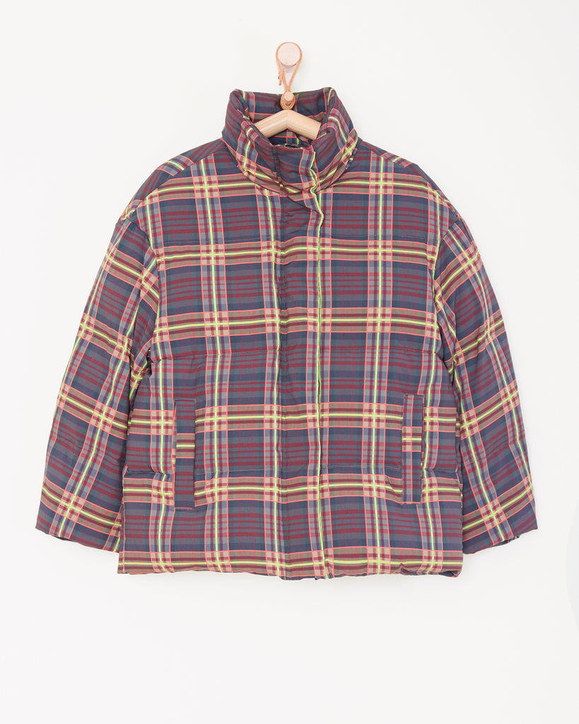 Plaid puffer jacket mens sales