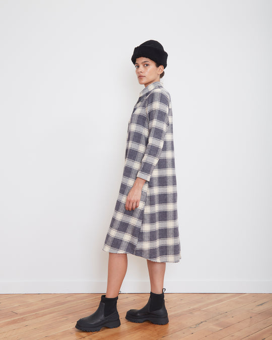 Thea Dress in Gray Plaid