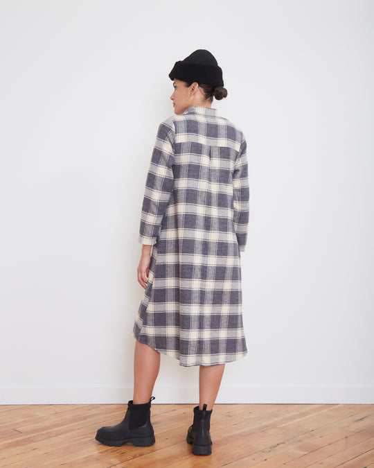 Thea Dress in Gray Plaid