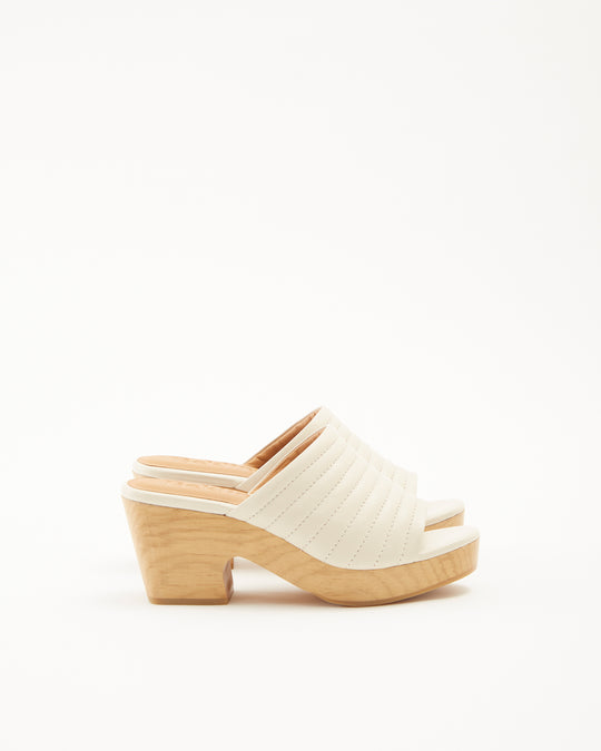 Ribbed Open Toe Clog in Off White