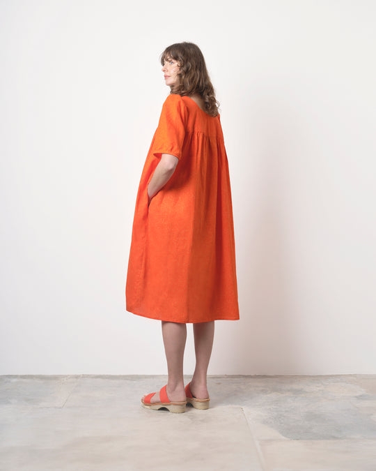 Sakina Short Sleeve Dress in Orange Speckle