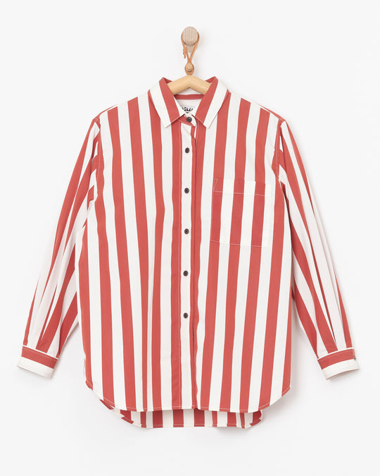 Oversized Shirt in Red Stripe
