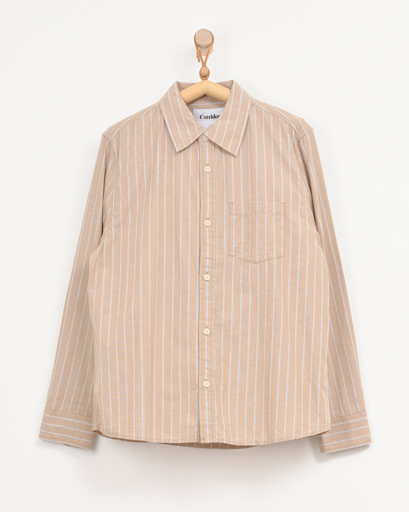 Button Down in Tan Stripe