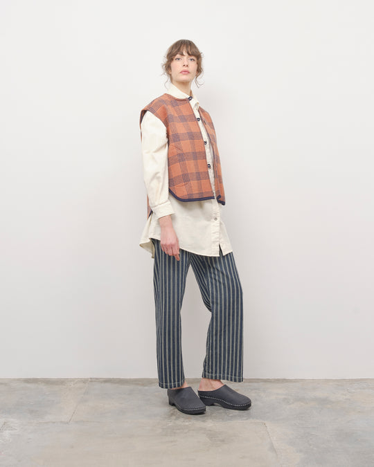 Pernille Vest/Scarf in Rust/Navy Plaid