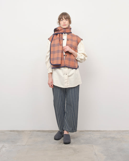 Pernille Vest/Scarf in Rust/Navy Plaid