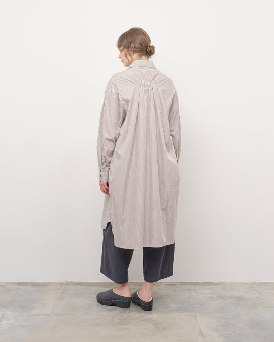 Oversized Shirt Dress in Brown/Ivory