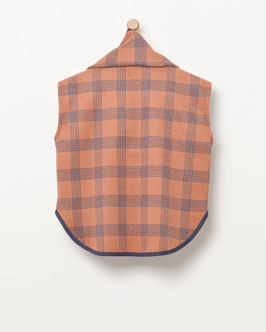 Pernille Vest/Scarf in Rust/Navy Plaid