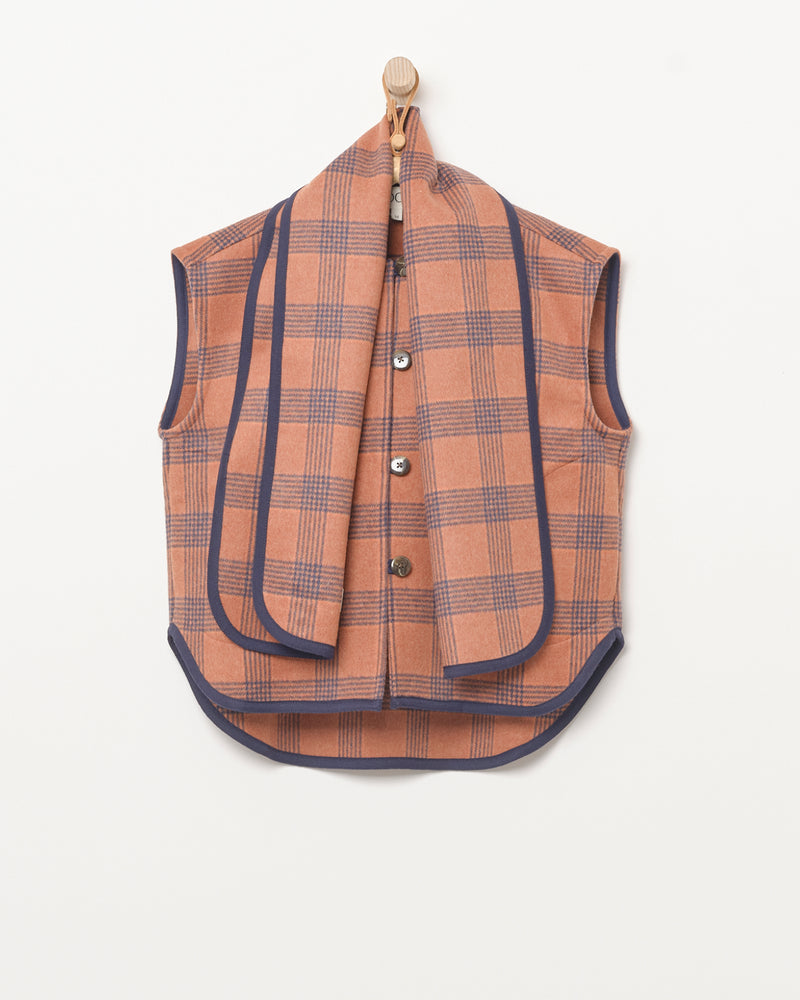 Pernille Vest/Scarf in Rust/Navy Plaid