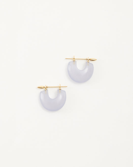 Arch Earrings in Blue Chalcedony/Gold