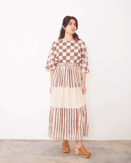 Double Layered Skirt in Stripe Print