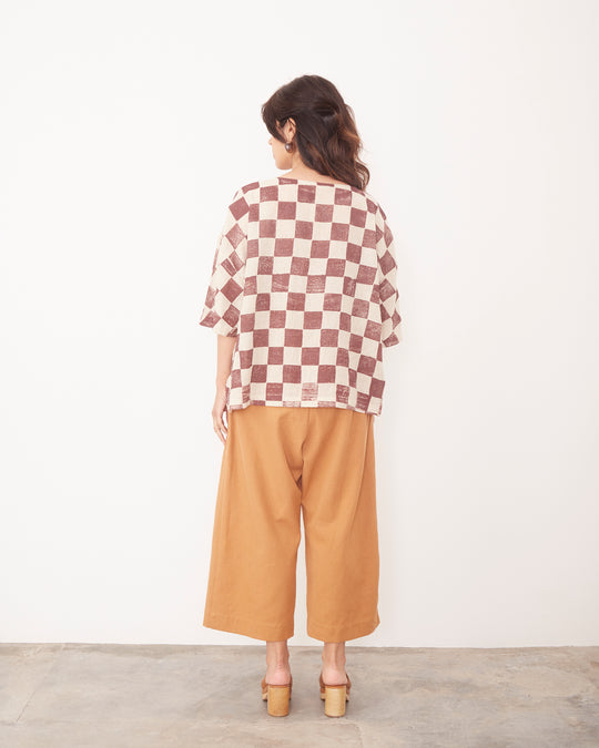 Crew Top in Check Print
