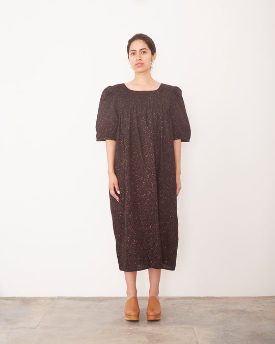 Sakina Short Sleeve Dress in Black Speckle