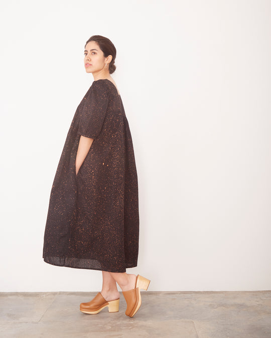 Sakina Short Sleeve Dress in Black Speckle