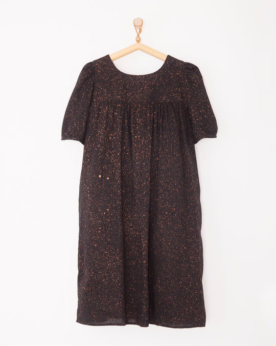 Sakina Short Sleeve Dress in Black Speckle