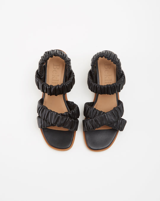 Gathered Sandal in Black