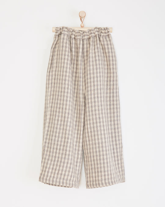 Gingham Check Pants in Beige