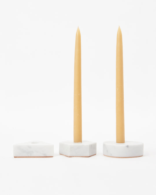Stone Candle Holder in White