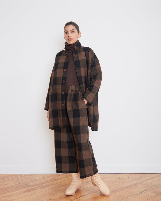 Rib Turtleneck Pullover in Brown
