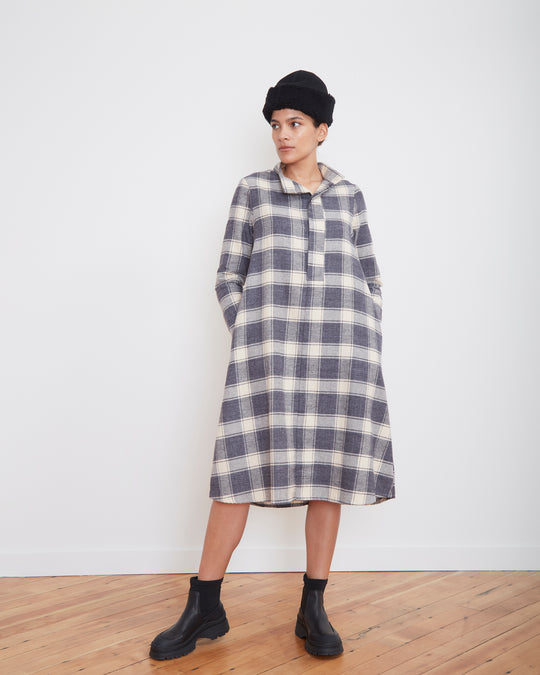 Thea Dress in Gray Plaid